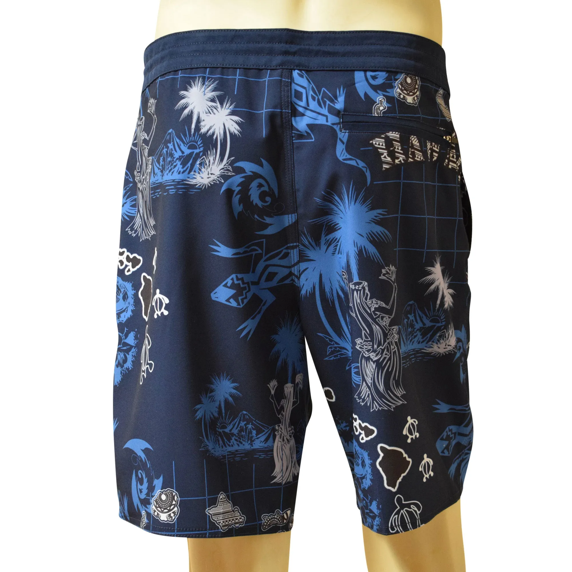 Gecko Men's Lasso Waist Boardshorts with Pockets, Quick Dry Board Shorts, Beach Shorts, Swim Trunks, Sportwear