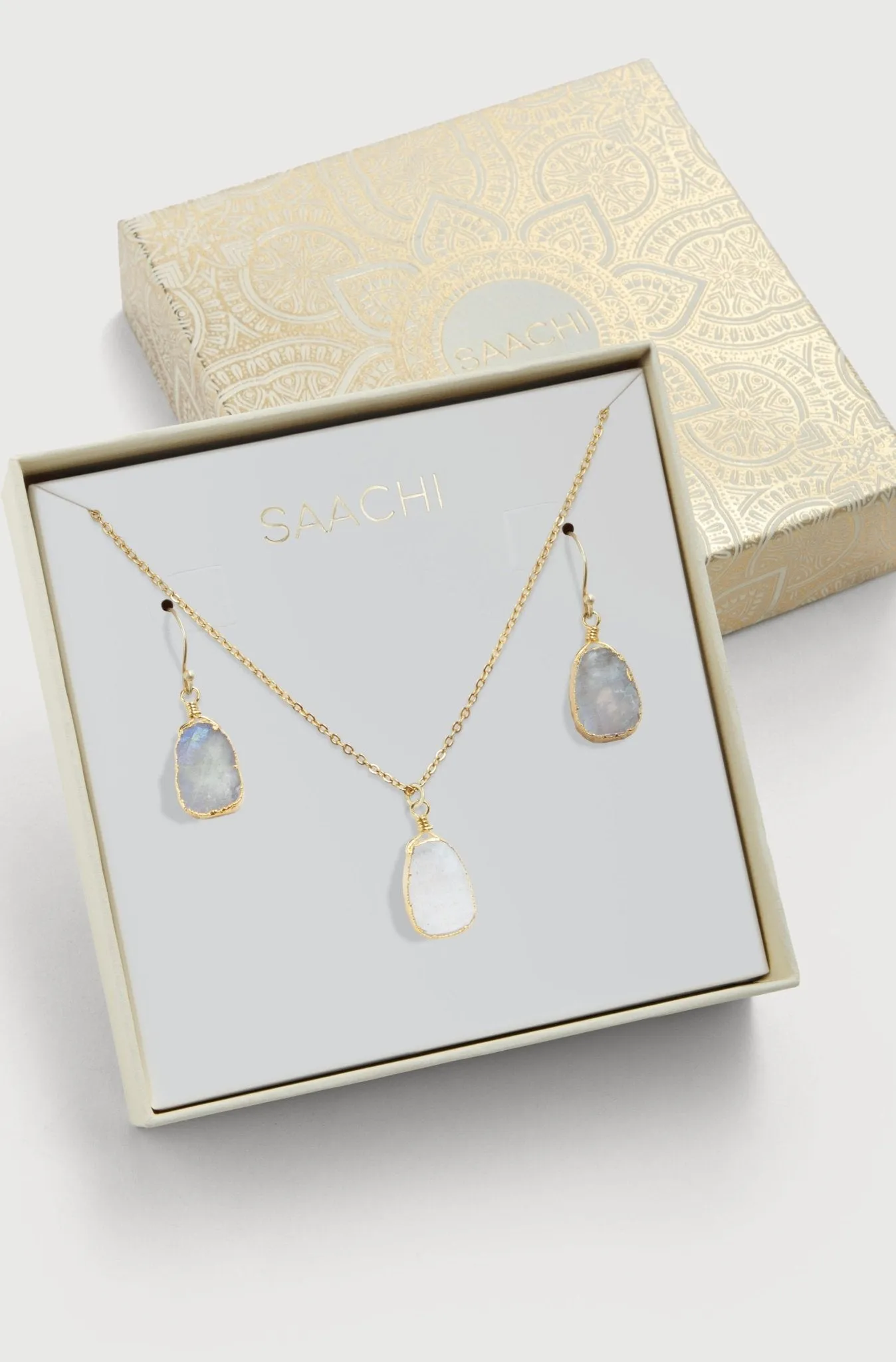 Gemstone Mini Earring And Necklace Set