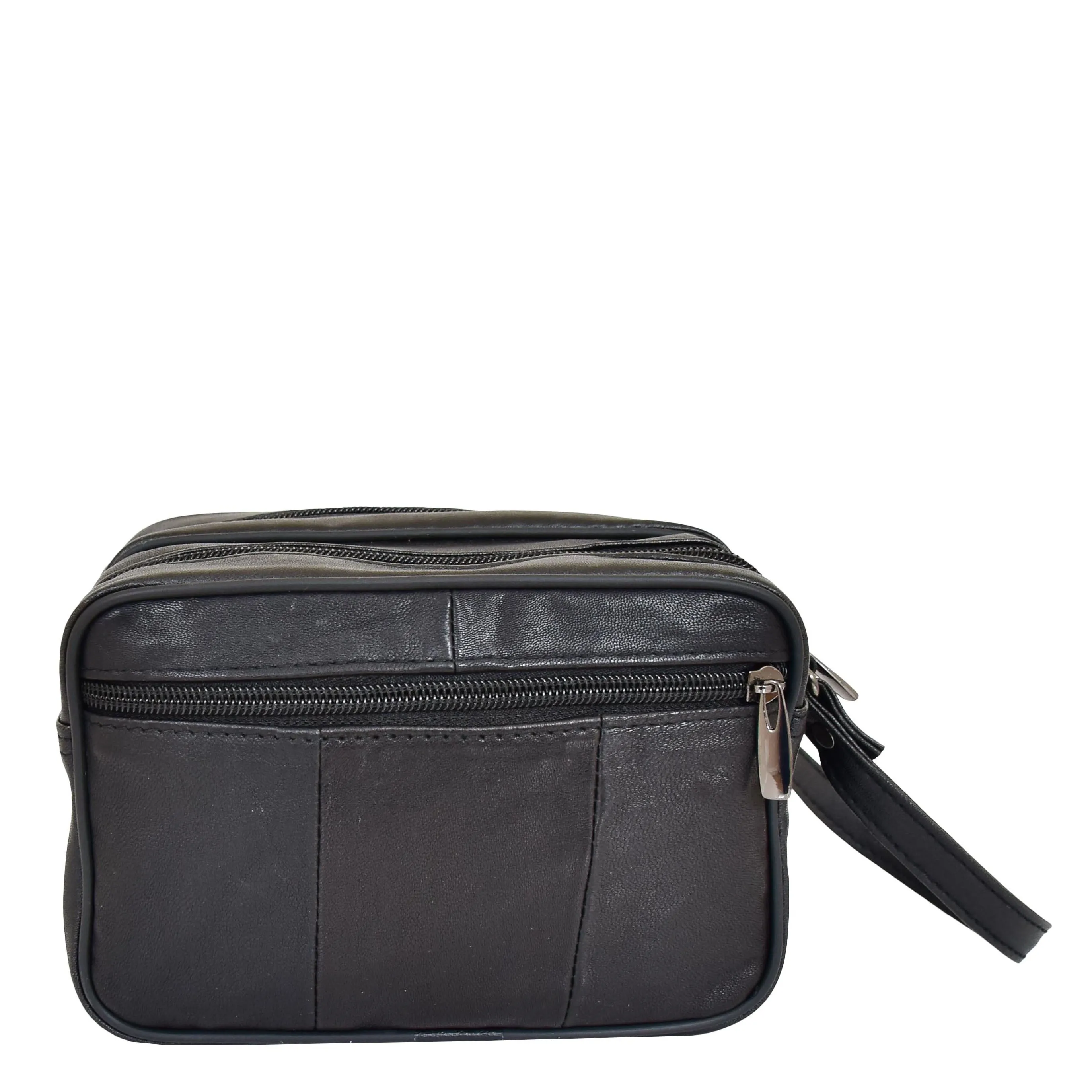 Gents Real Leather Wrist Bag Clutch Travel Black Bag Mason