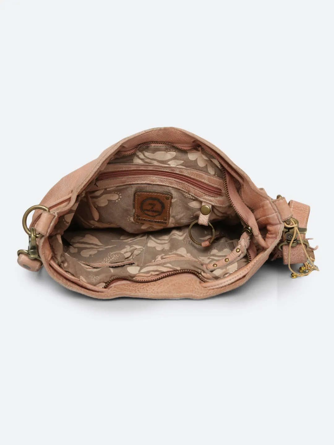 Genuine Blush Leather Bucket Bag