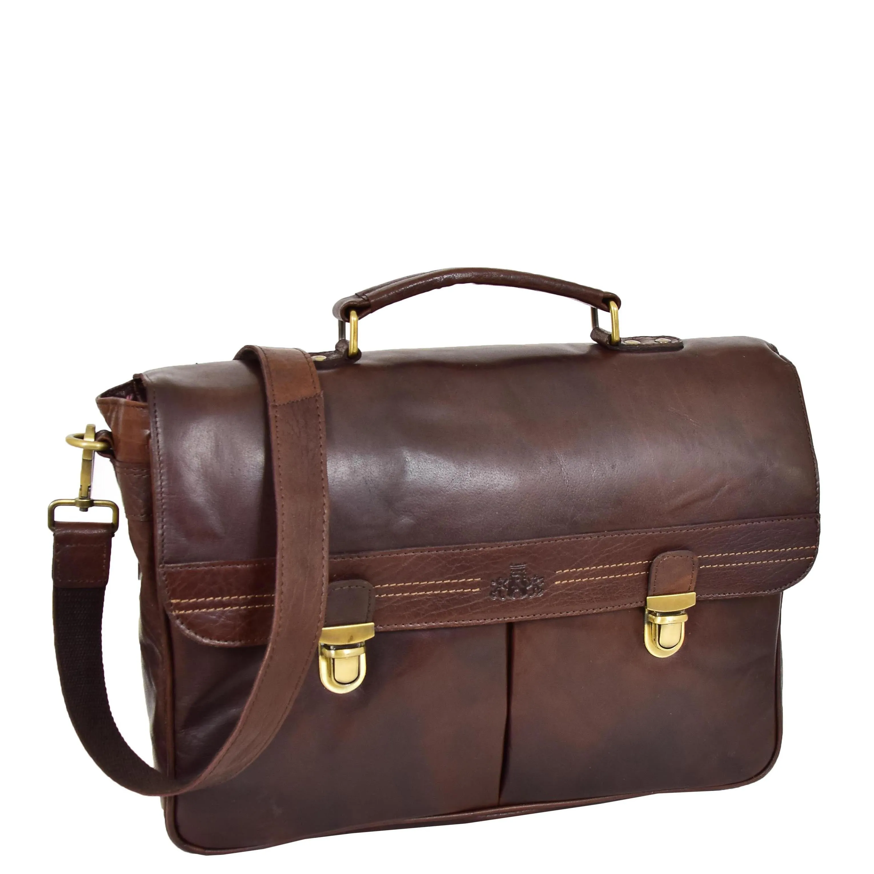 Genuine Leather Briefcase for Mens Business Office Laptop Bag Edgar Brown