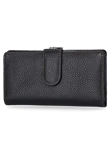 Genuine Leather Wallets For Women- Embossed Accordion Clutch RFID Wallet With ID Window