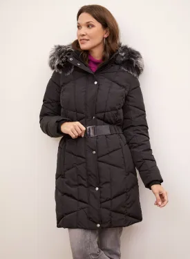 Geometric Quilted Vegan Down Coat