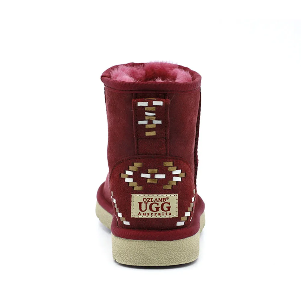 Geometric Short Ugg Boot - Wine Red