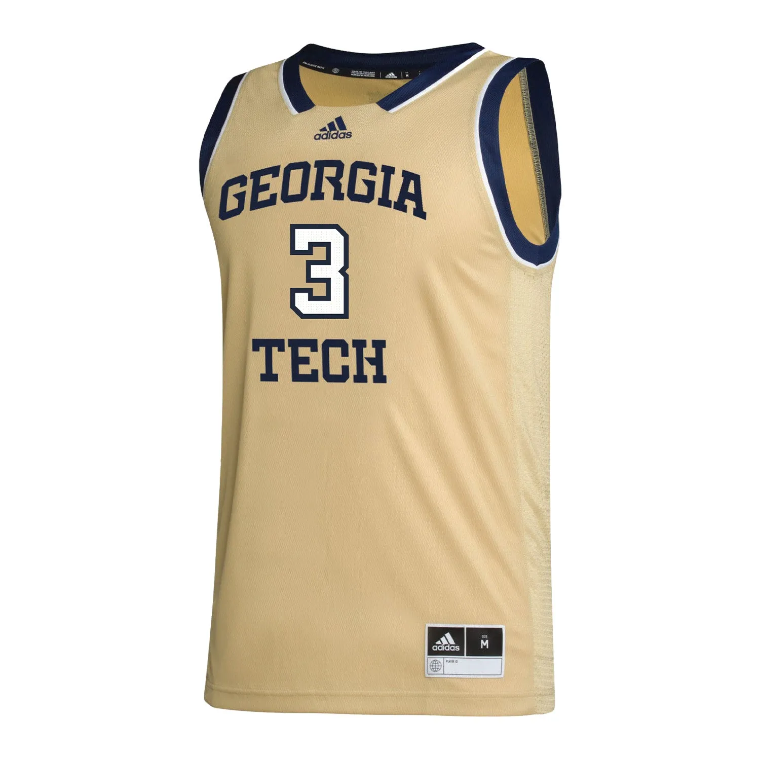 Georgia Tech Adidas Men's Basketball Student Athlete Sand Jersey #3 Jaeden Mustaf