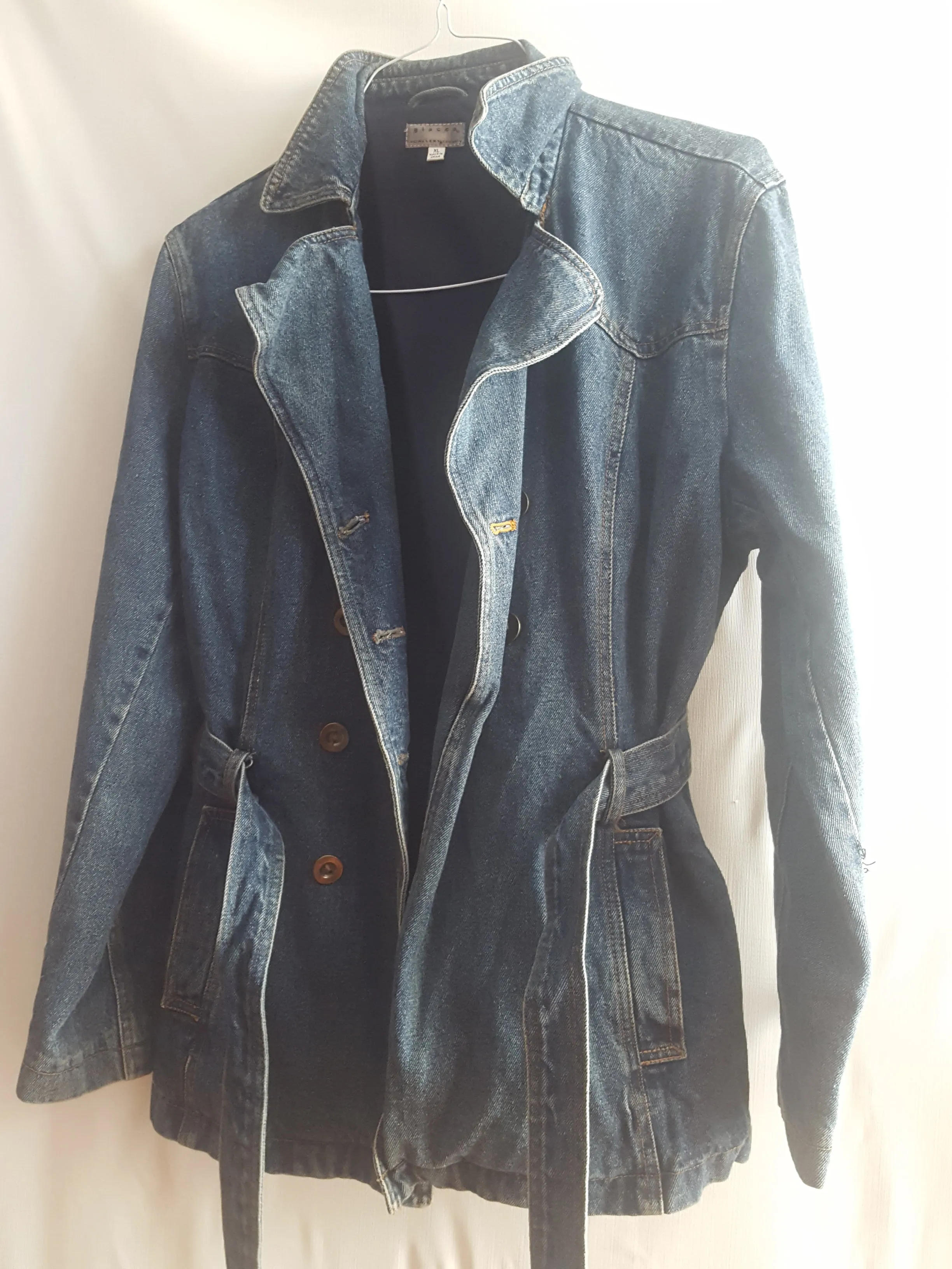 Giacca Double Breasted Belted Denim Trench Coat size XL