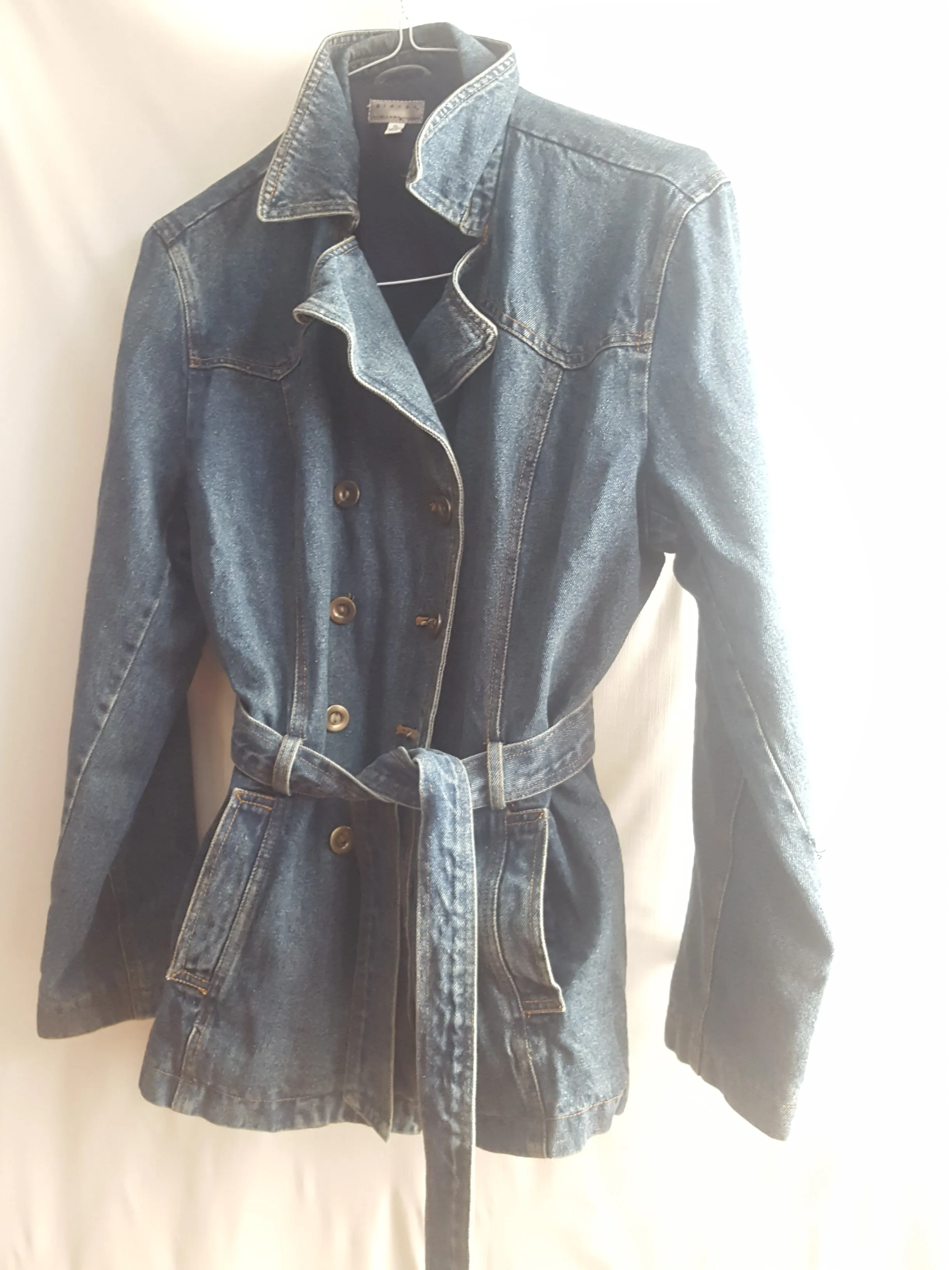 Giacca Double Breasted Belted Denim Trench Coat size XL