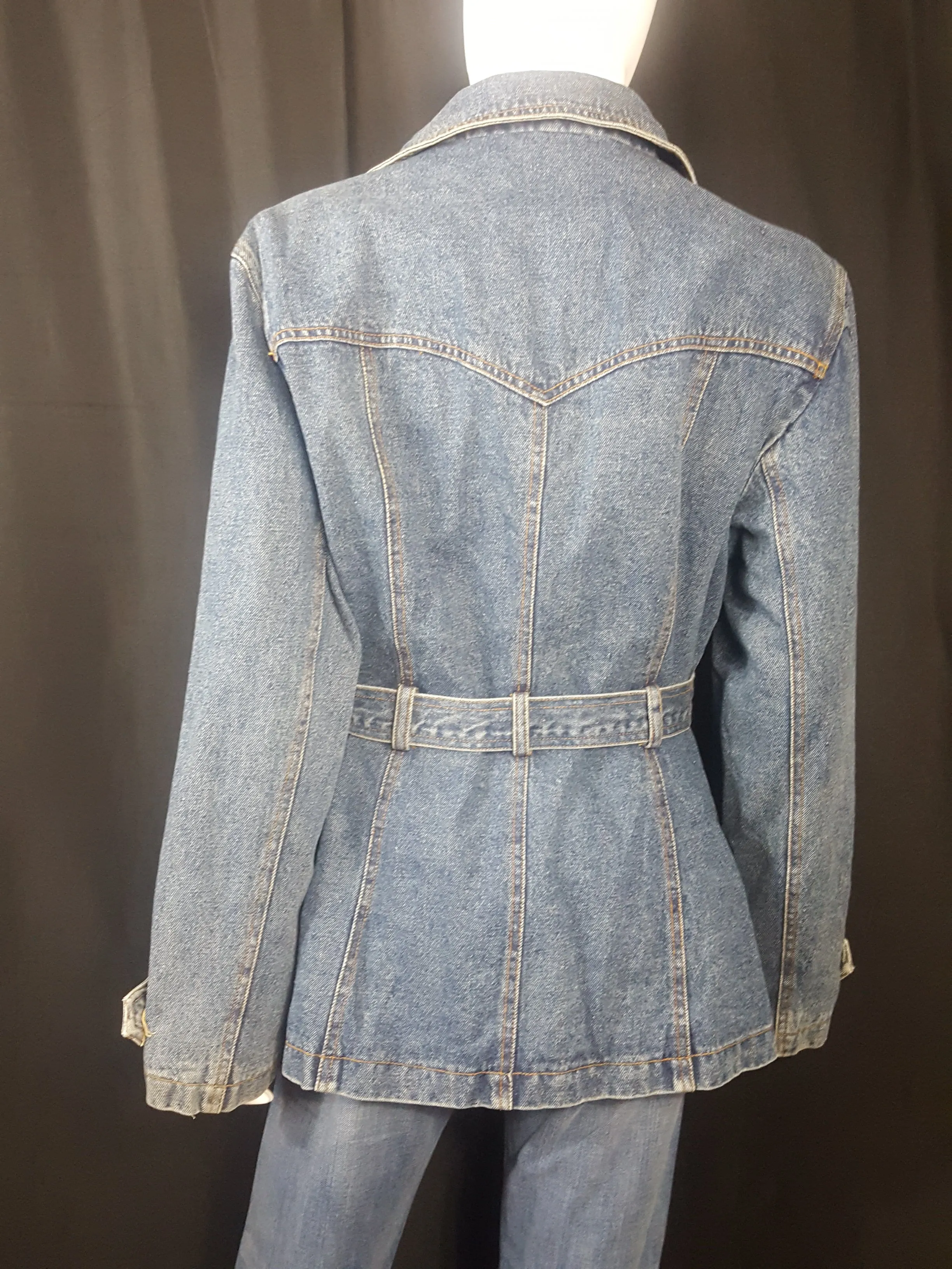 Giacca Double Breasted Belted Denim Trench Coat size XL