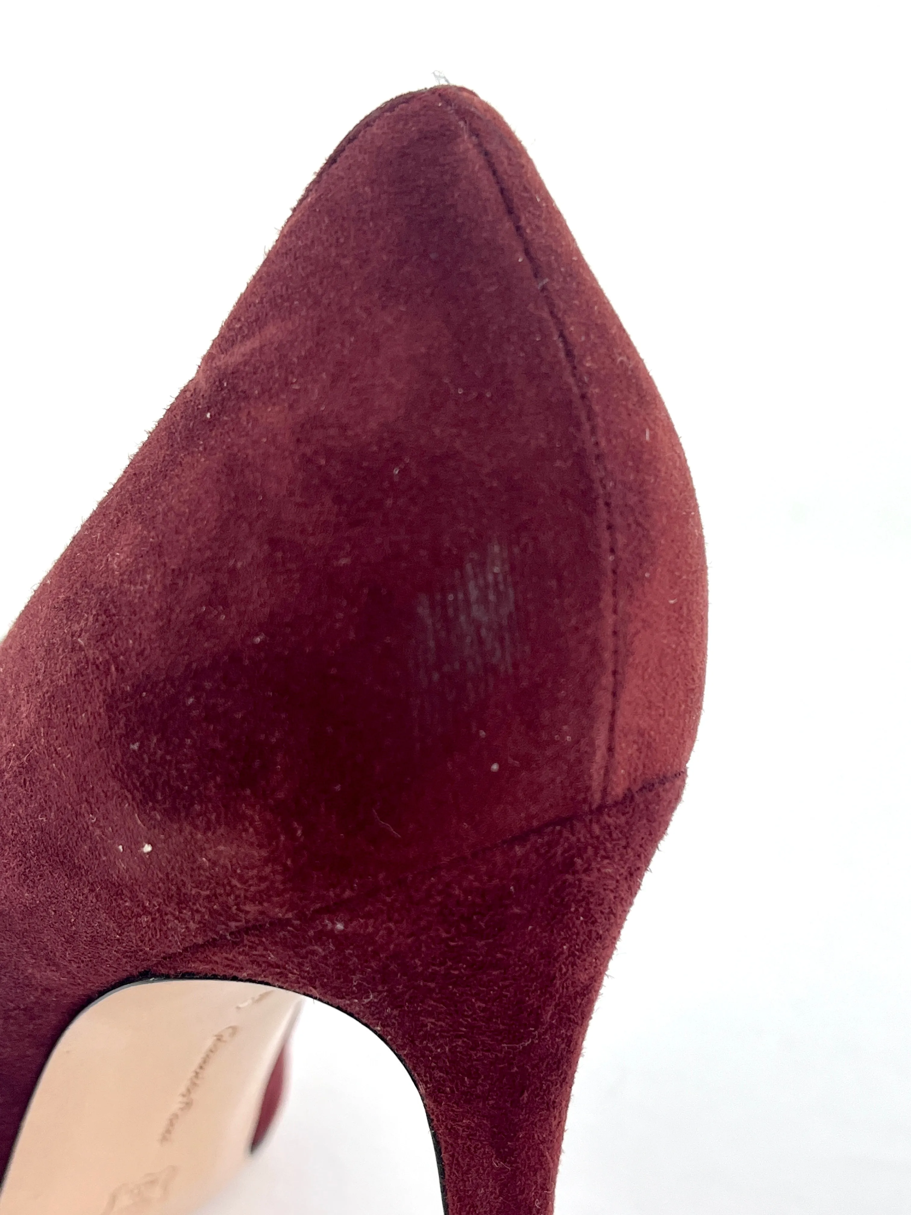 Gianvito Rossi Suede Peep Toe Stiletto Pumps in Red Size 40/9.5