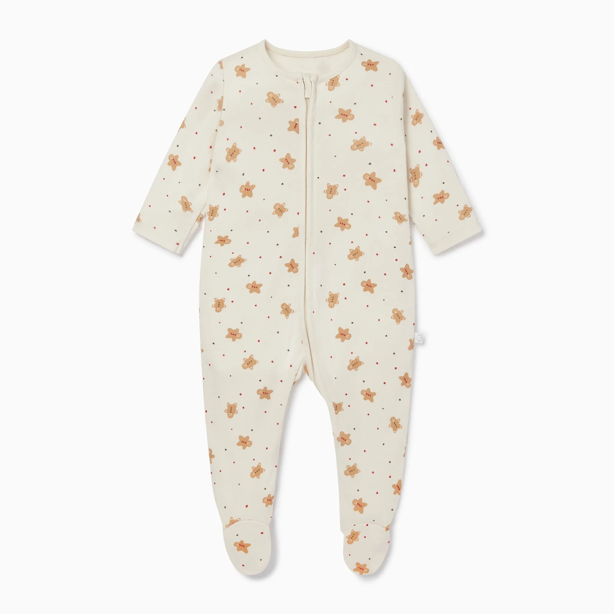 Gingerbread Print Clever Zip Baby Pajamas