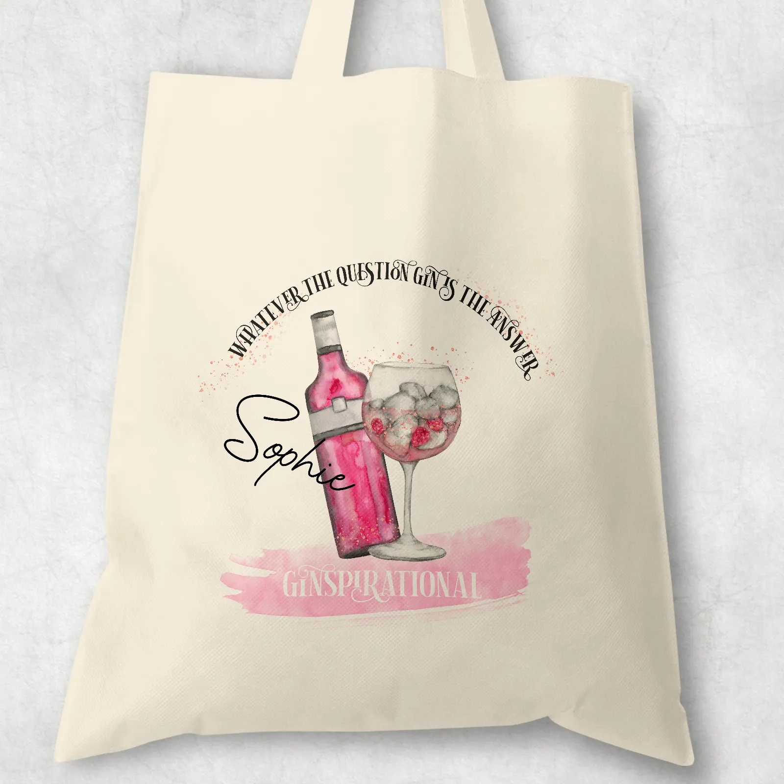 Ginspirational Gin is the Answer Tote Bag Personalised Alphabet MUA Gift