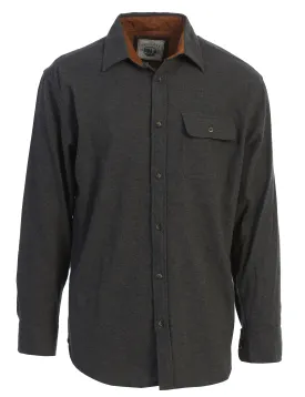 Gioberti Men's Charcoal 100% Cotton Brushed Flannel Plaid Checkered Shirt with Corduroy Contrast