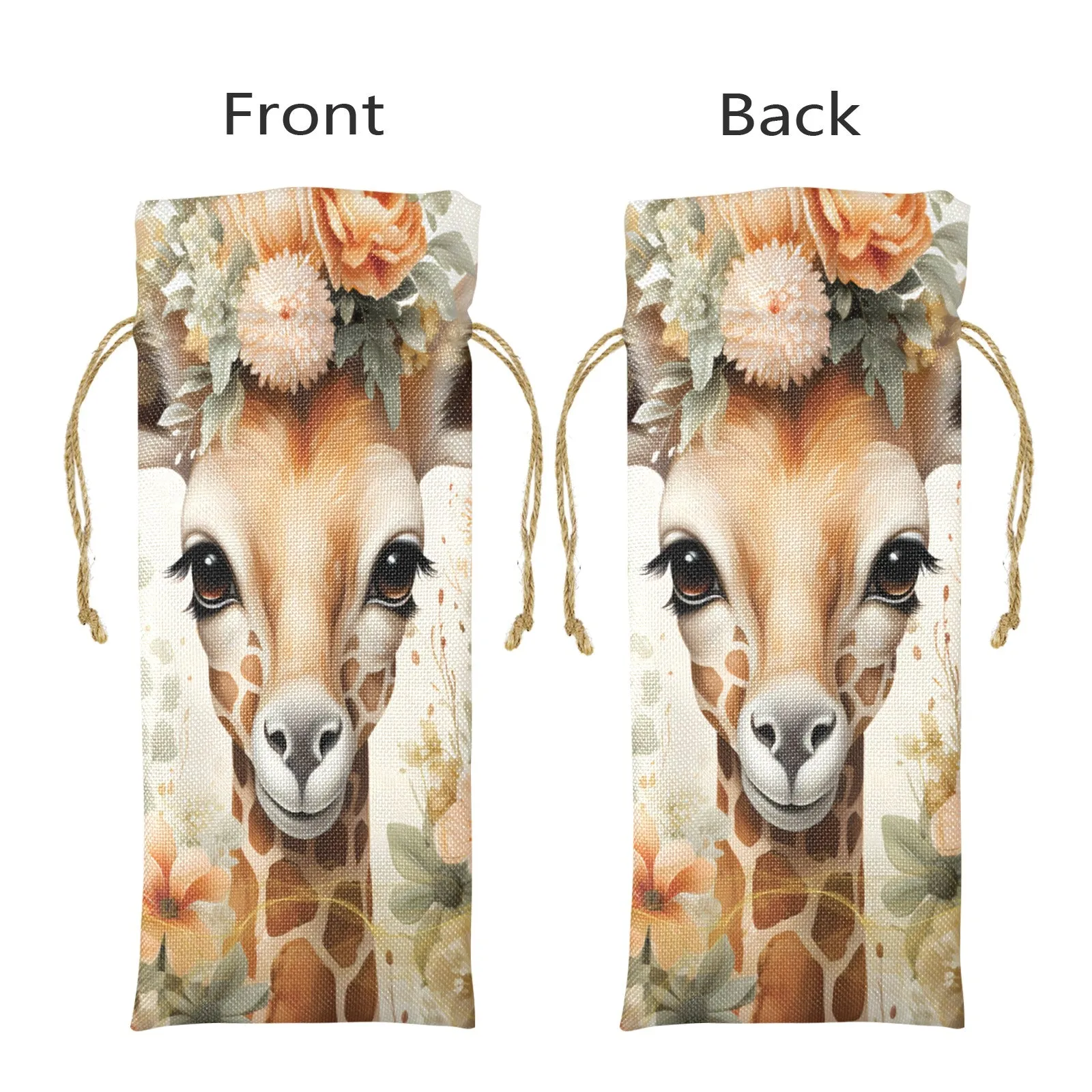 Giraffe awd422 Linen Wine Bottle Bag