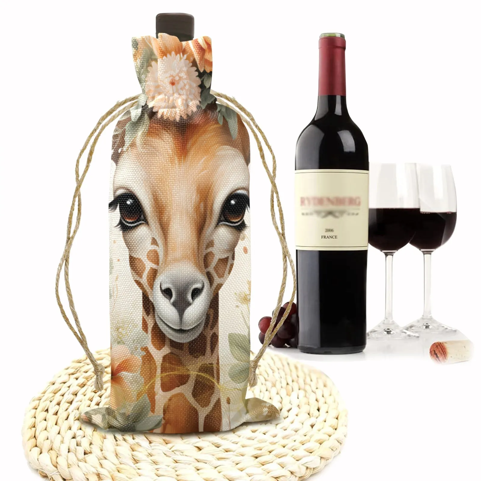 Giraffe awd422 Linen Wine Bottle Bag