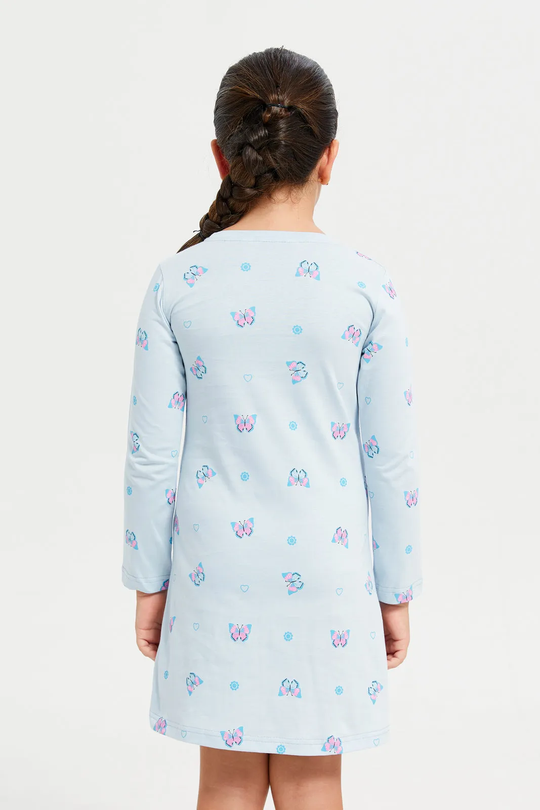 Girls Blue Printed Nightshirt