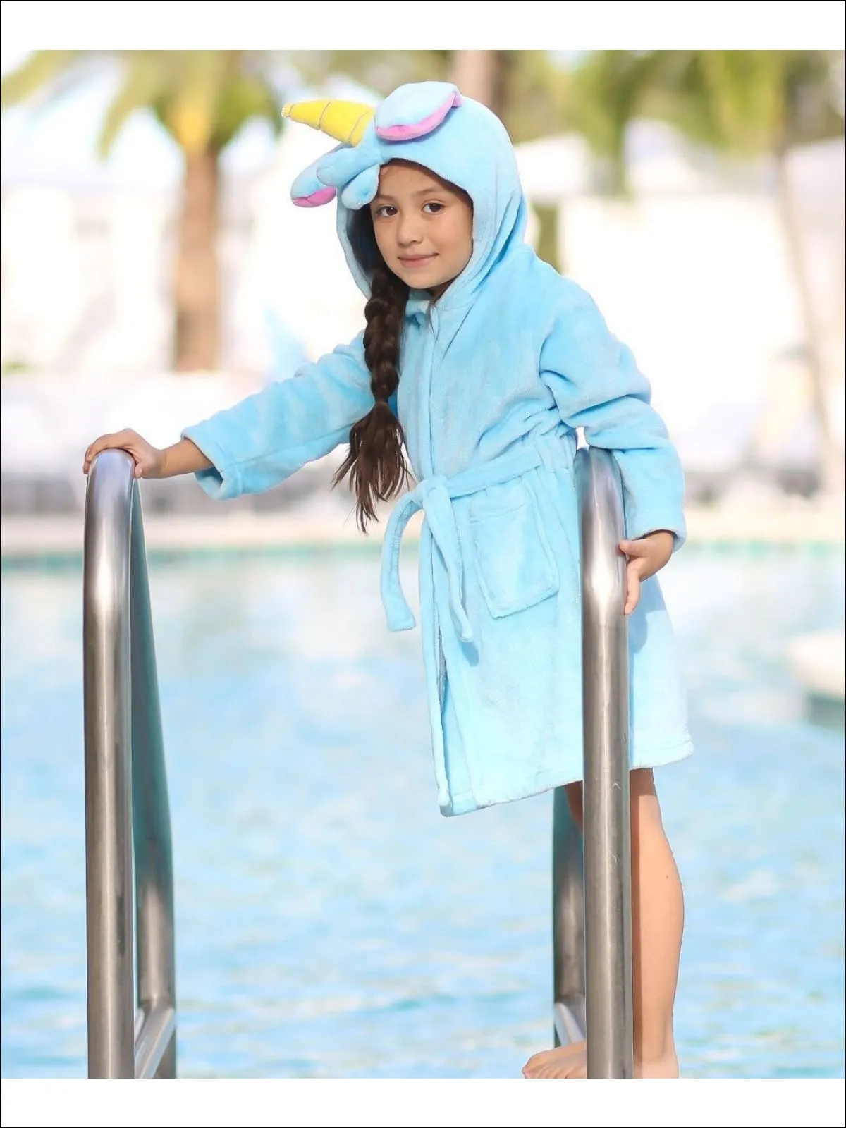 Girls Blue Unicorn Bathrobe