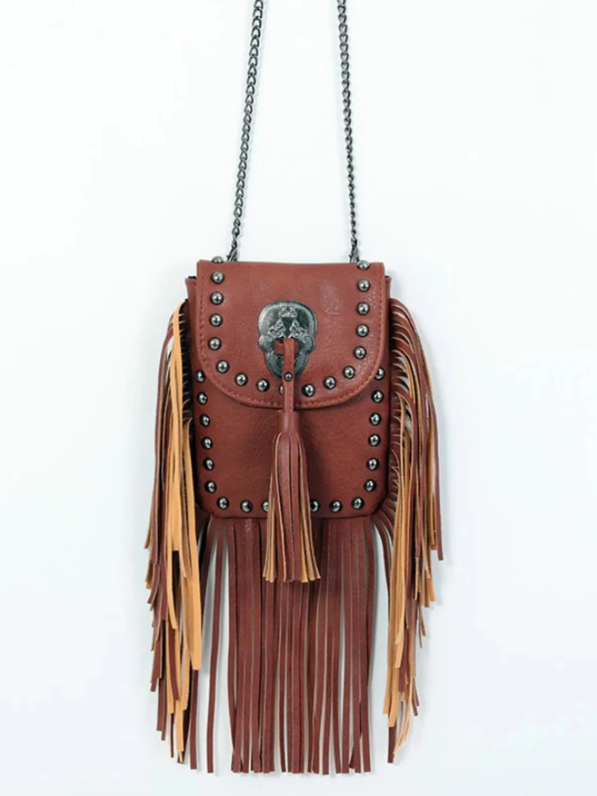 Girls Bohemian Studded Fringe Crossbody Bag