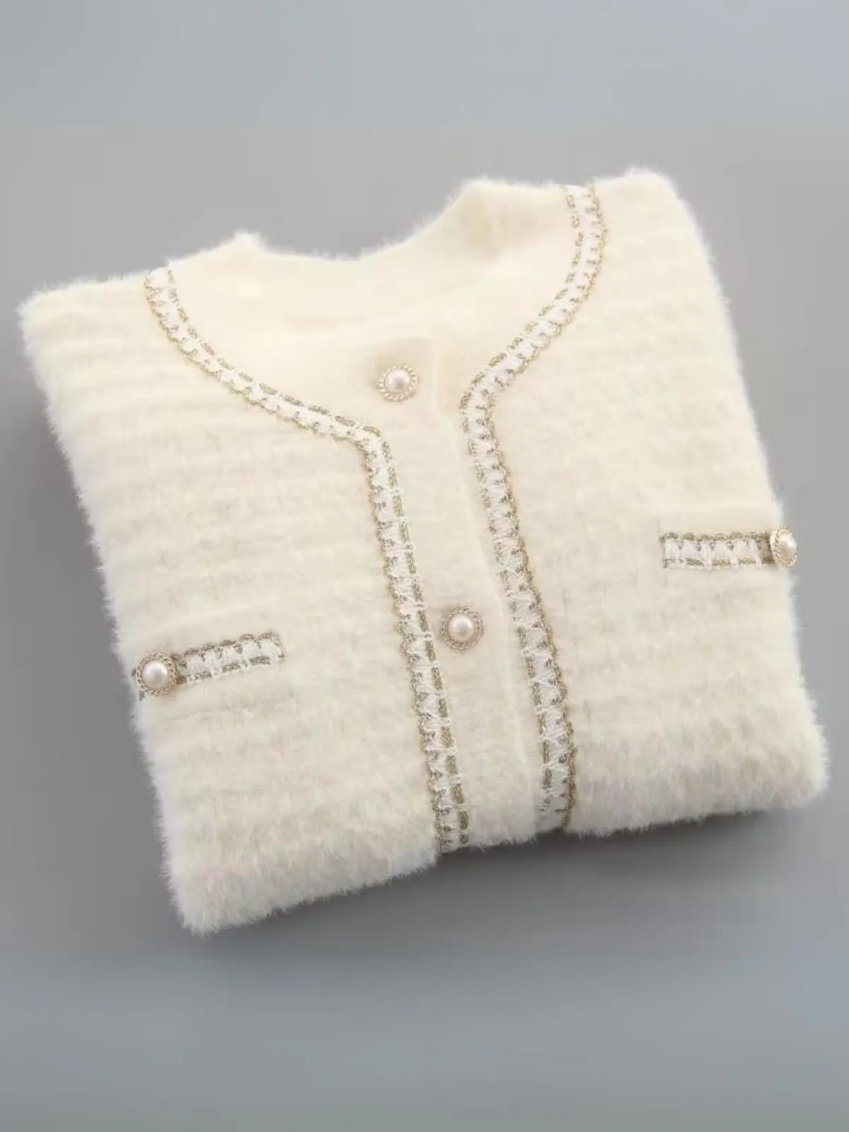 Girl's Classic Knitted Cardigan with Pearl Buttons