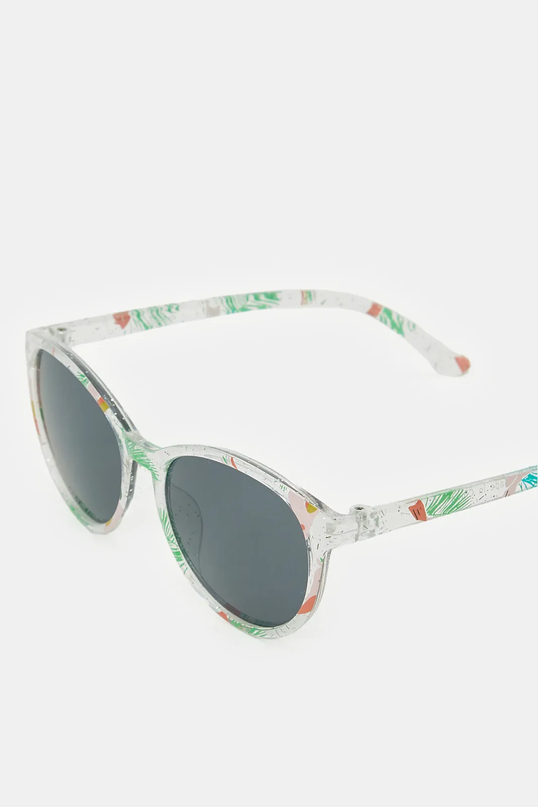 Girls Clear Wayfarer Printed Sunglasses