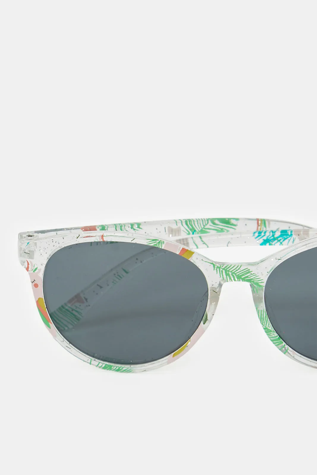 Girls Clear Wayfarer Printed Sunglasses