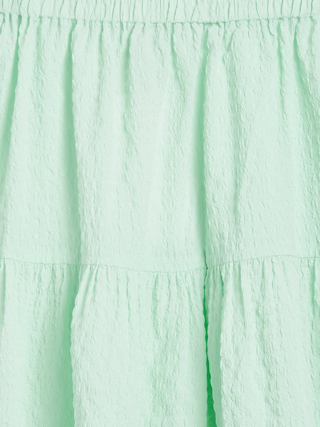 Girls Green Seer Sucker Tiered Skirt