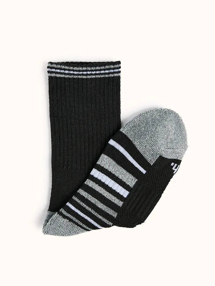 Girls' Half Cushion Crew Socks (4 Pairs) - Black