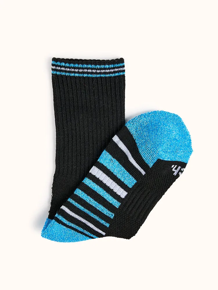 Girls' Half Cushion Crew Socks (4 Pairs) - Black