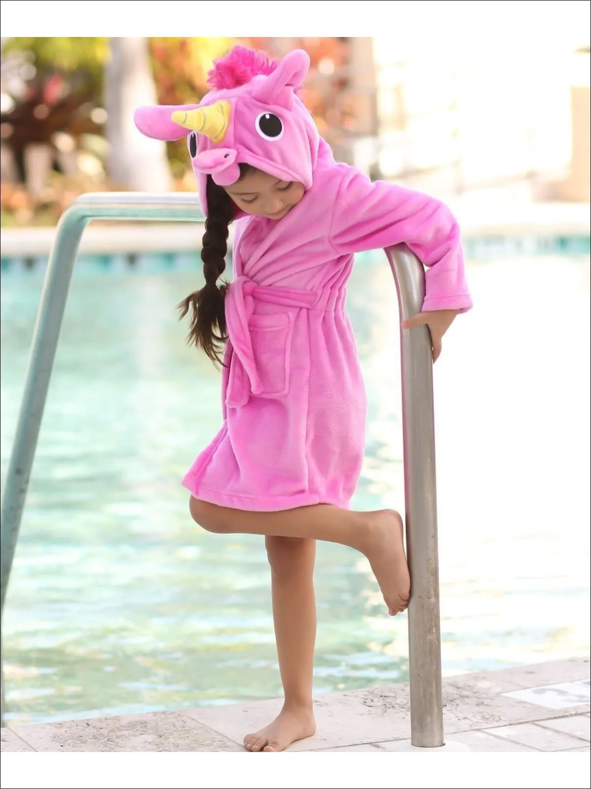 Girls Hot Pink Unicorn Bathrobe