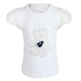 GIRLS LIGHT GREY TEDDY BEAR  T-SHIRT