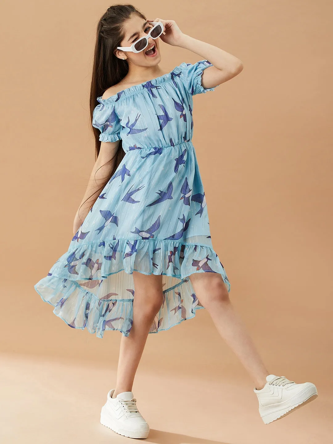 Girls Off-Shoulder Chiffon Dress - Ps Peaches