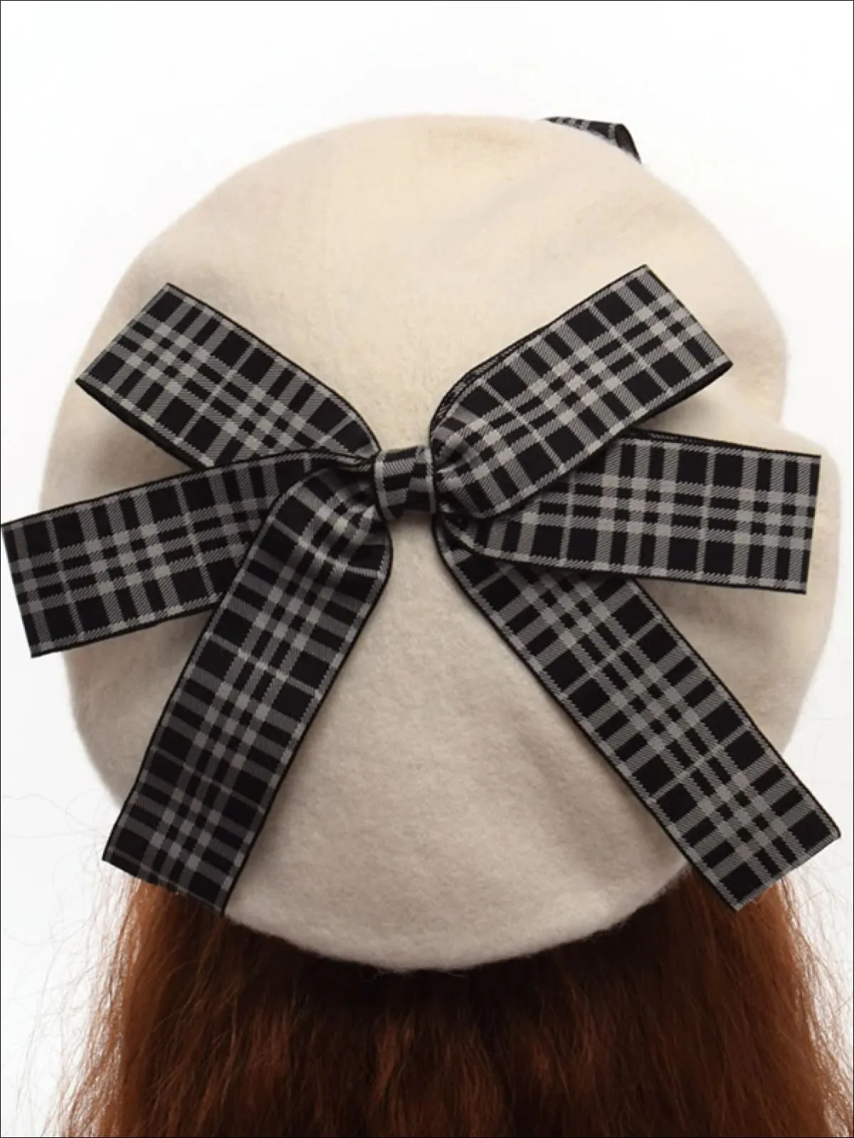 Girls Parisian Style Bow Tie Wool Beret