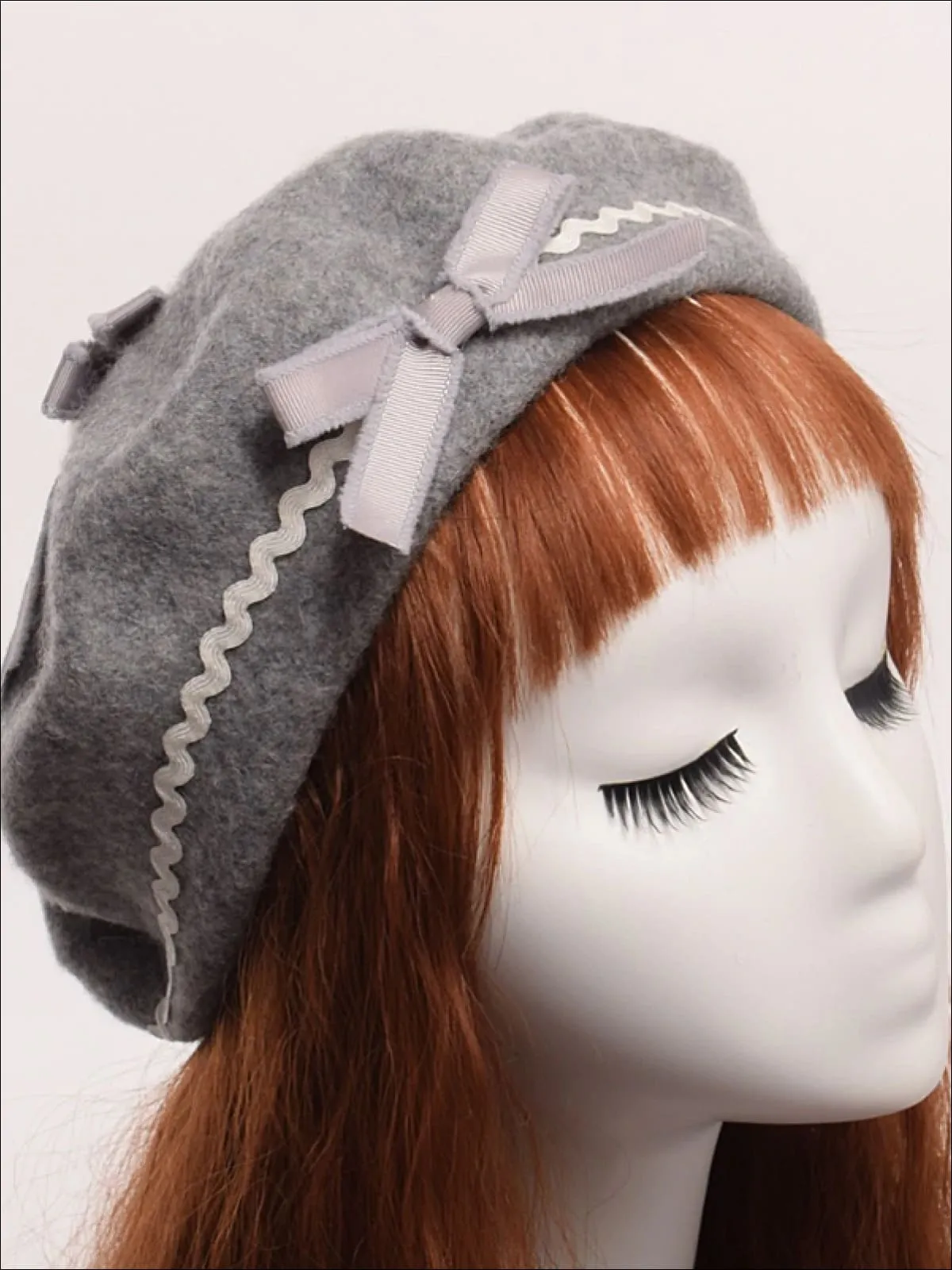 Girls Parisian Style Bow Tie Wool Beret