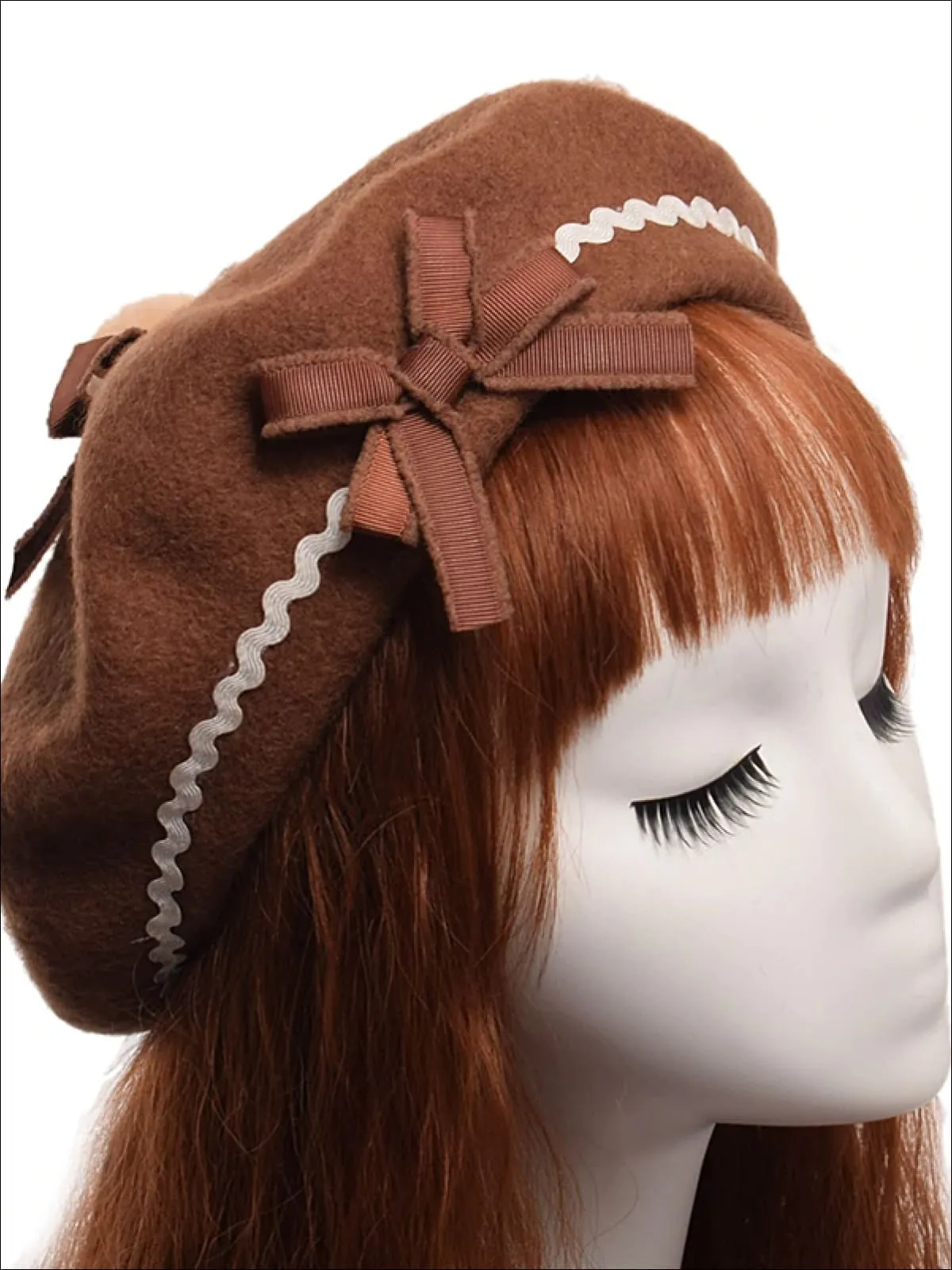 Girls Parisian Style Bow Tie Wool Beret