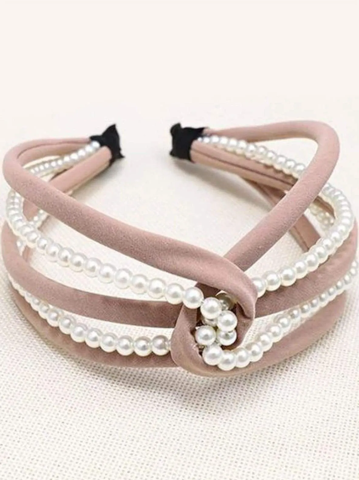 Girls Pearl and Velvet Knot Headband