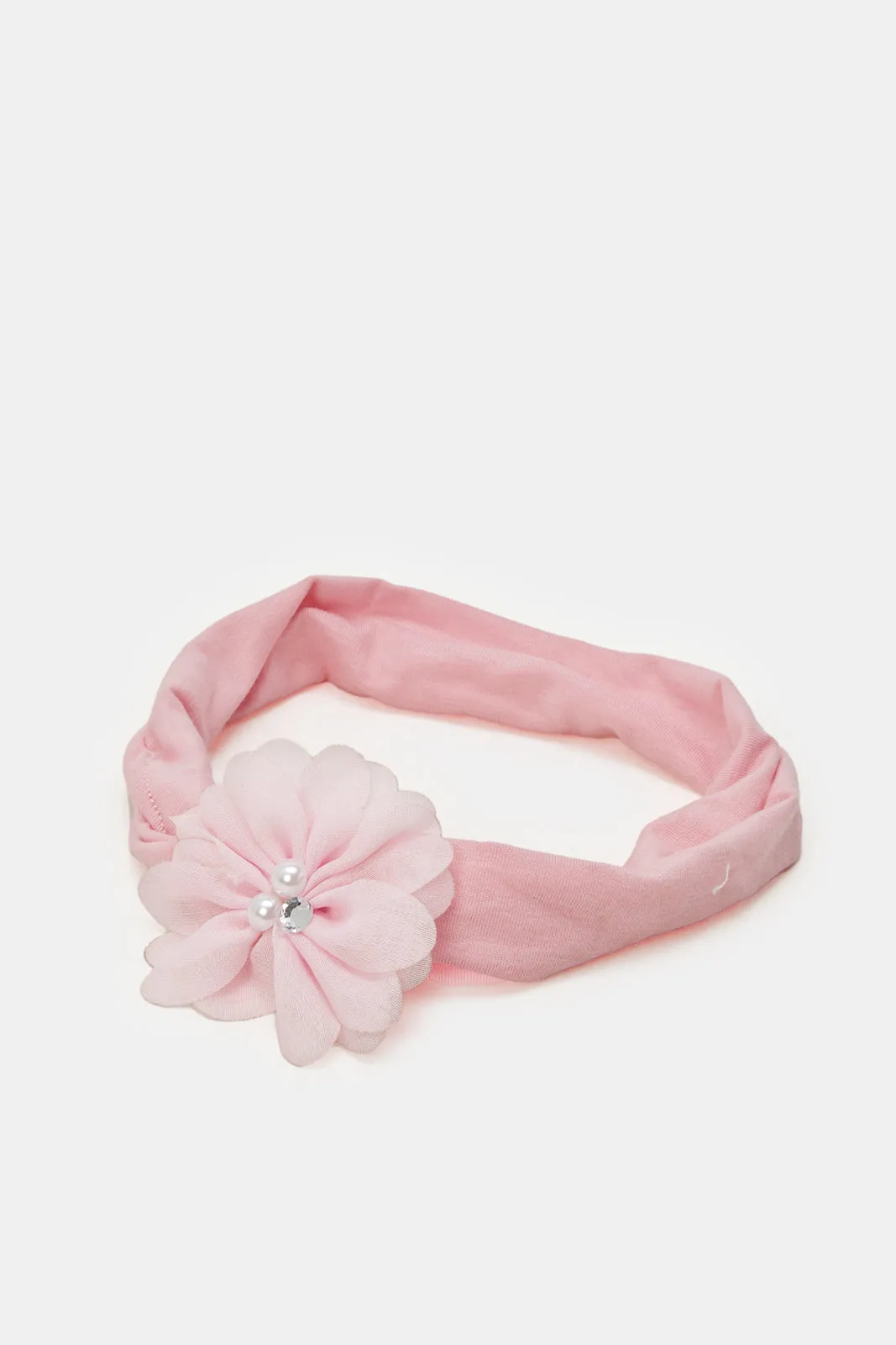 Girls Pink And White Embellished Hair Wrap (2 Piece)