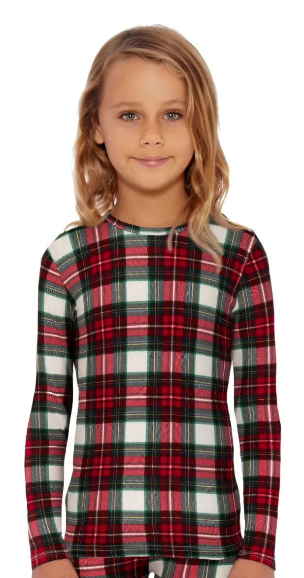 Girls Plaid Series Thermal Top