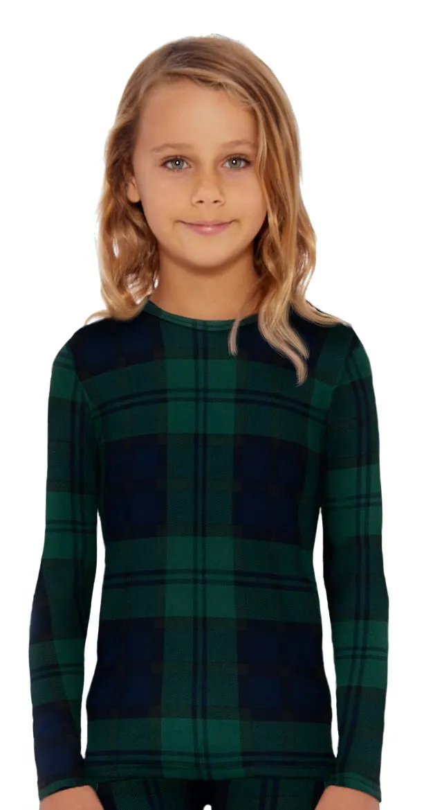 Girls Plaid Series Thermal Top