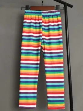 Girls Rainbow Striped Leggings