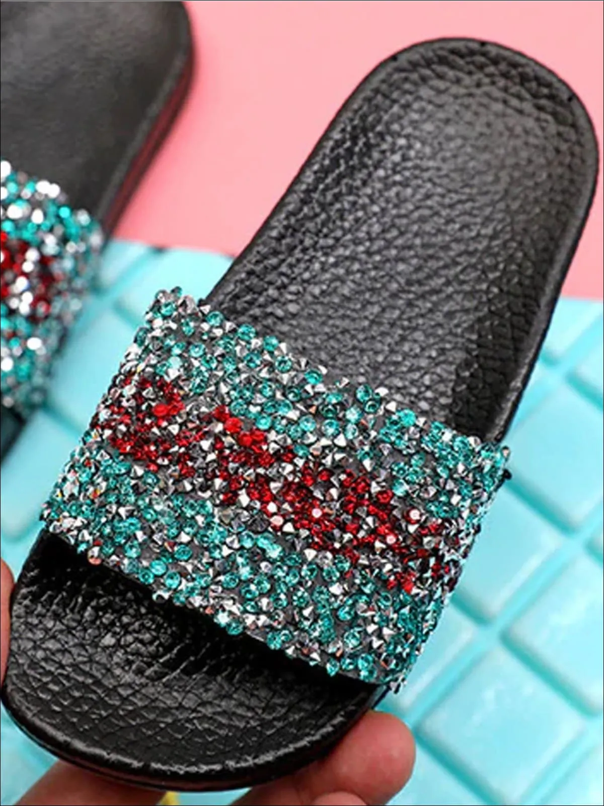 Girls Sequined Sparkling Flip Flops