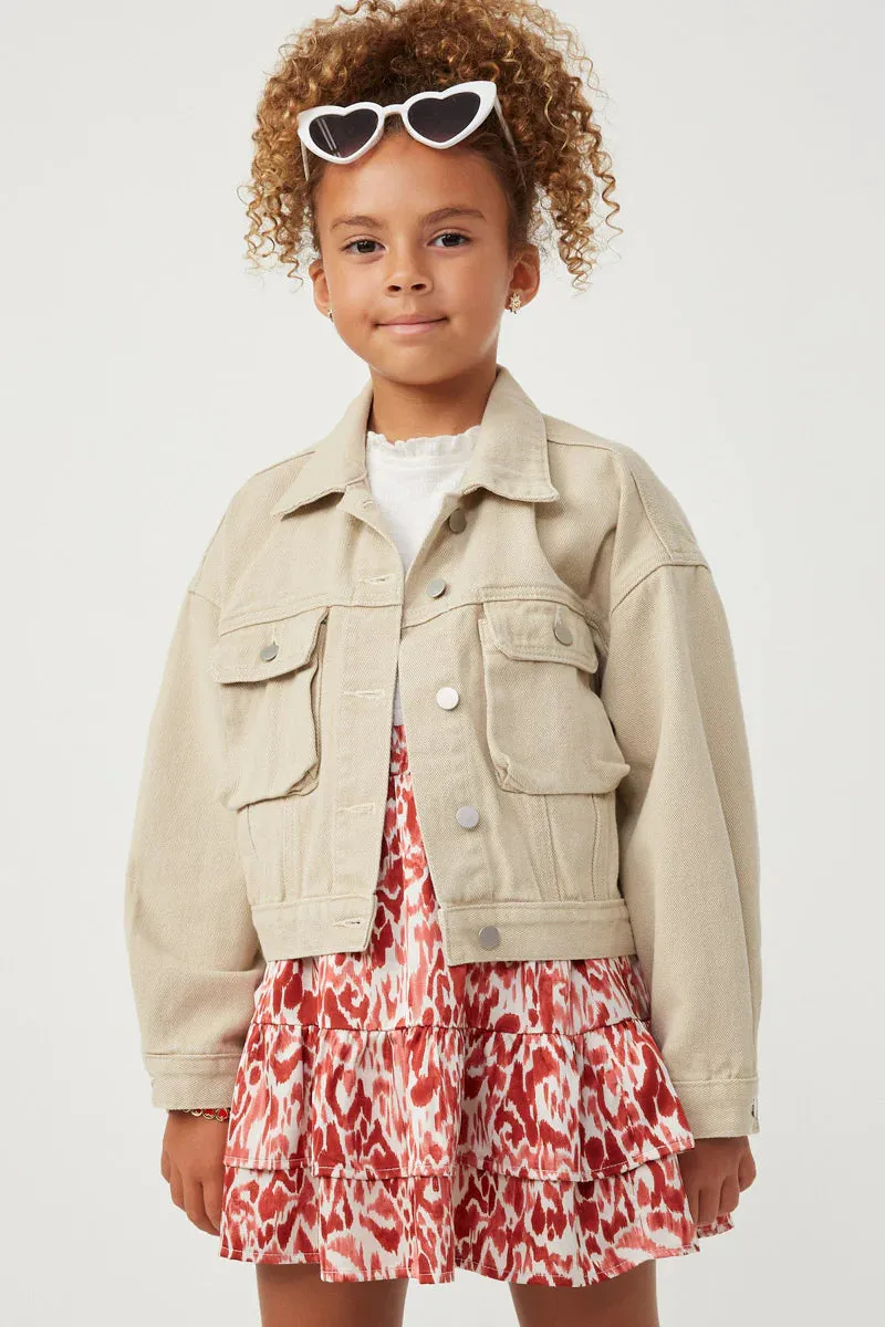 Girls Washed Cargo Denim Jacket