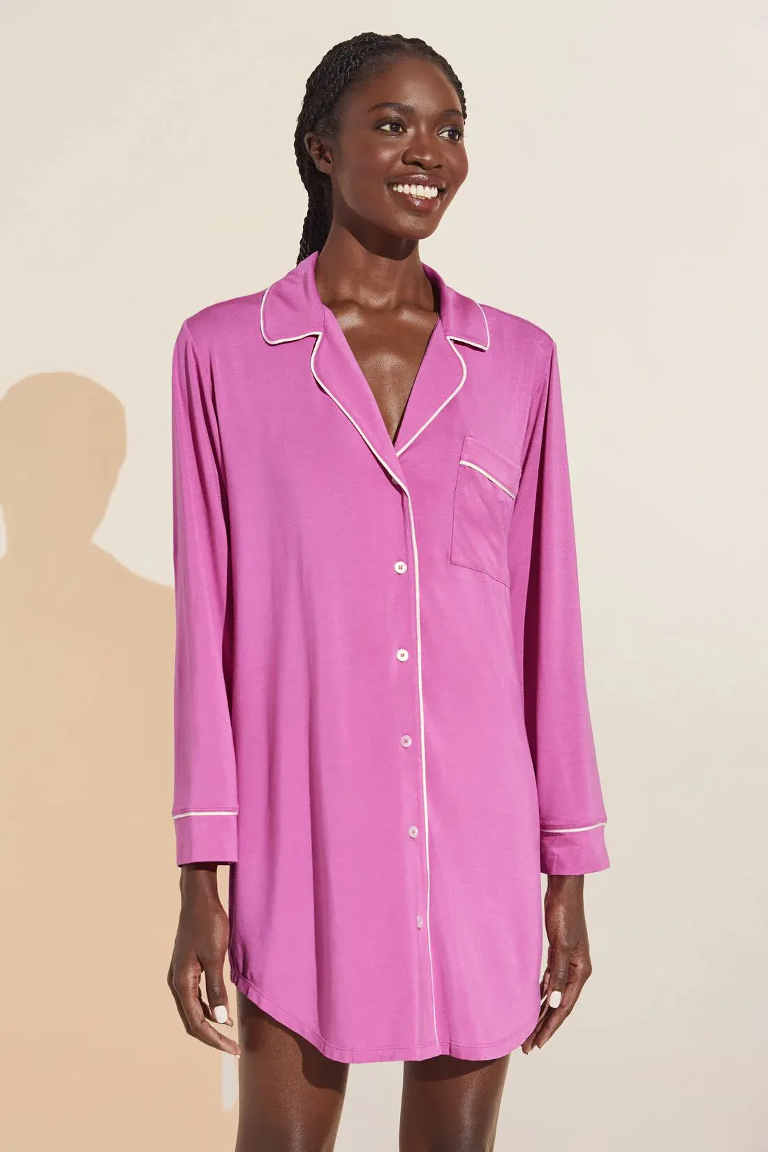 GISELE Sleepshirt in Italian Rose/Ivory