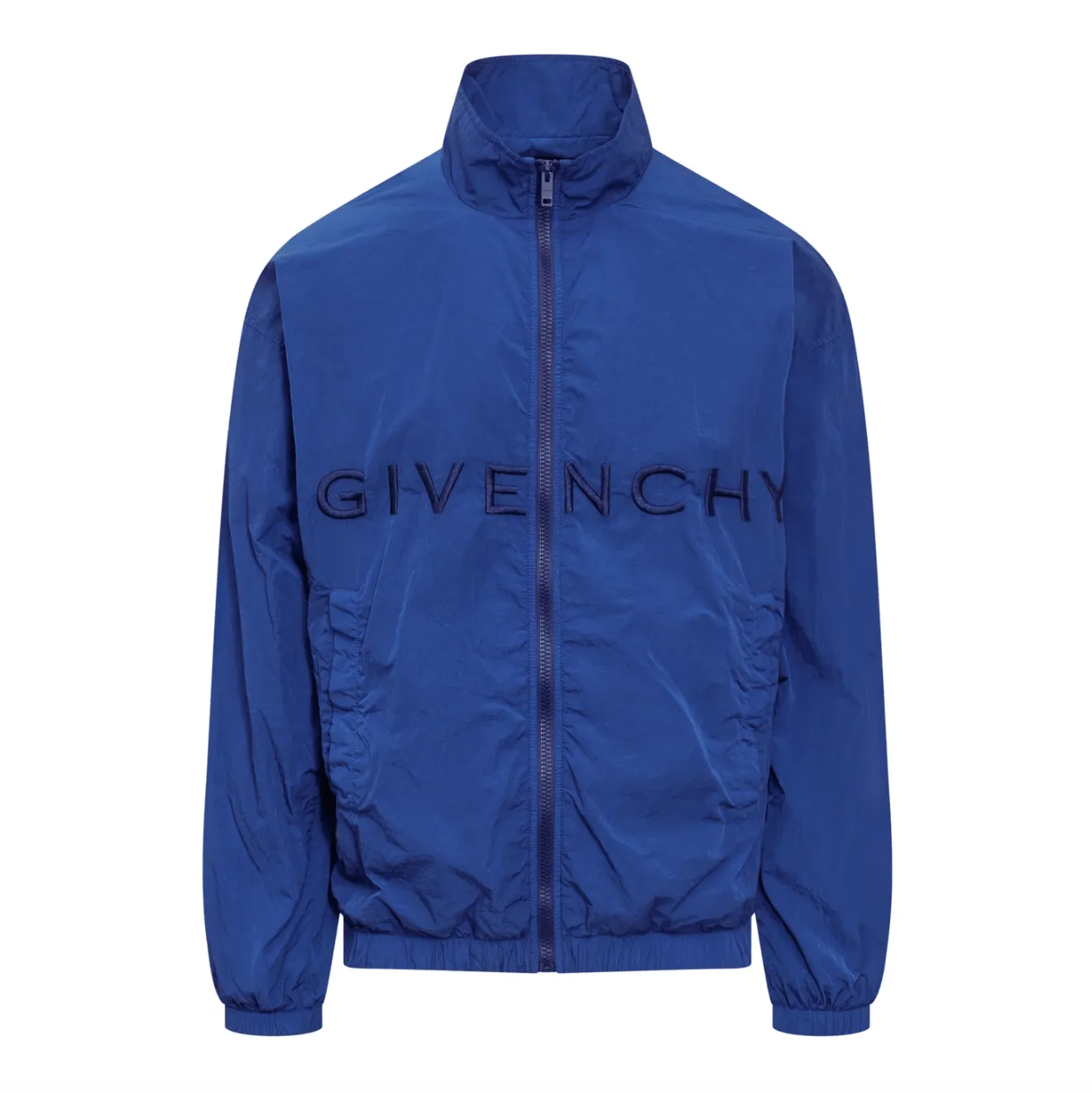 Givenchy Logo Embroidered Windbreaker Jacket Blue