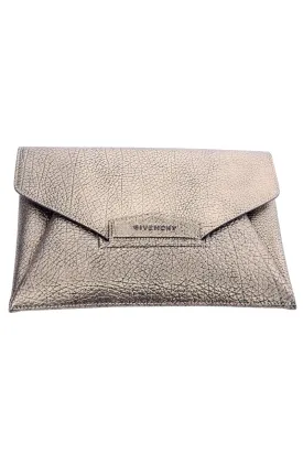 Givenchy Metallic Antigona Medium Leather Envelope Clutch