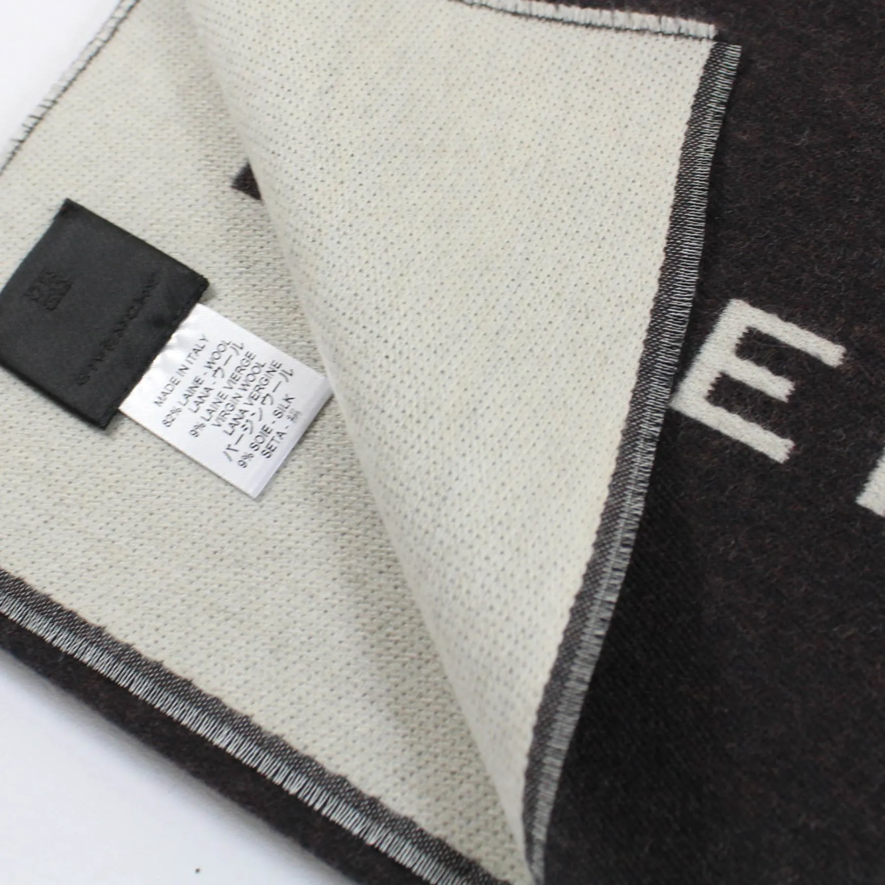 Givenchy Scarf Black White Logo - Wool Silk Shawl SALE