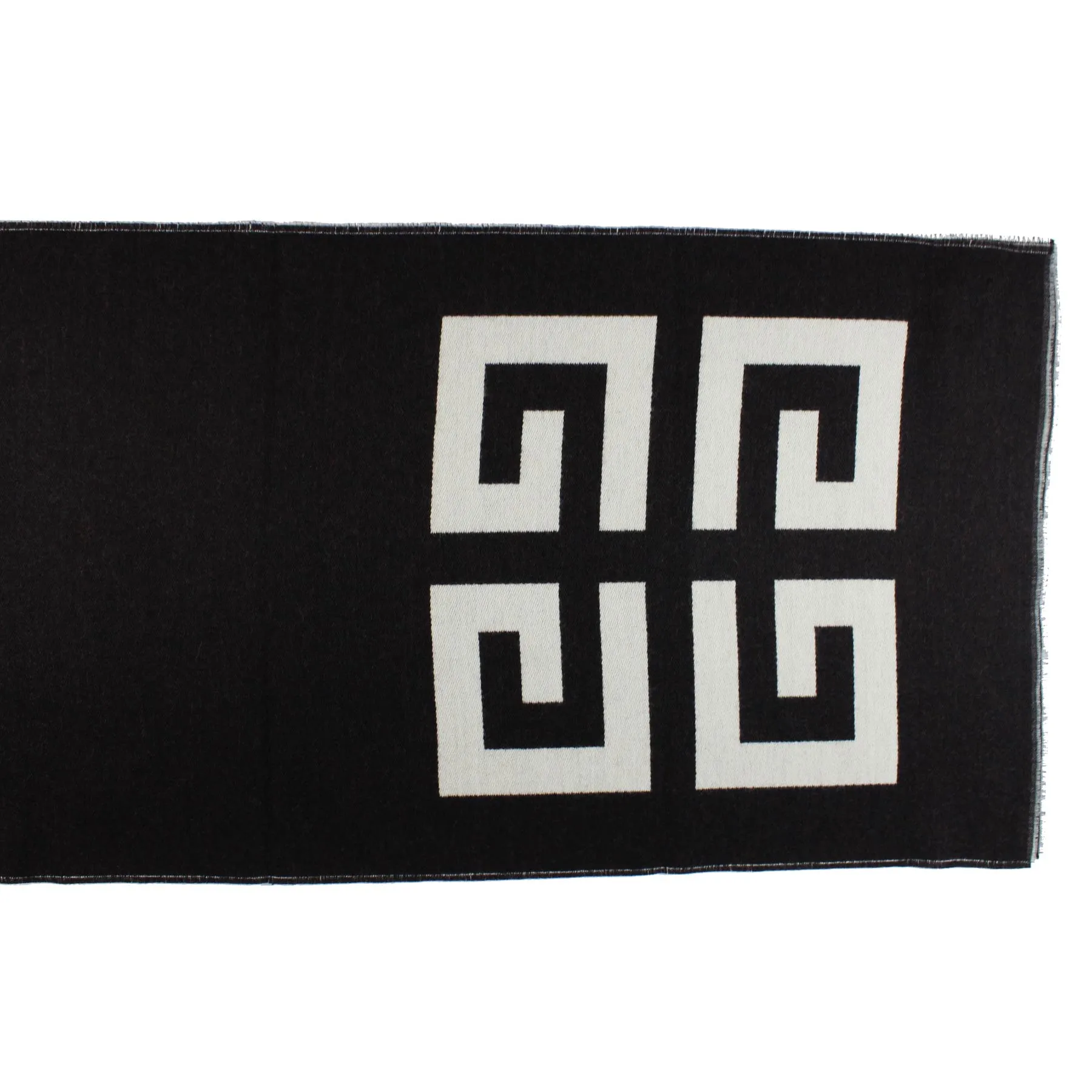 Givenchy Scarf Black White Logo - Wool Silk Shawl SALE