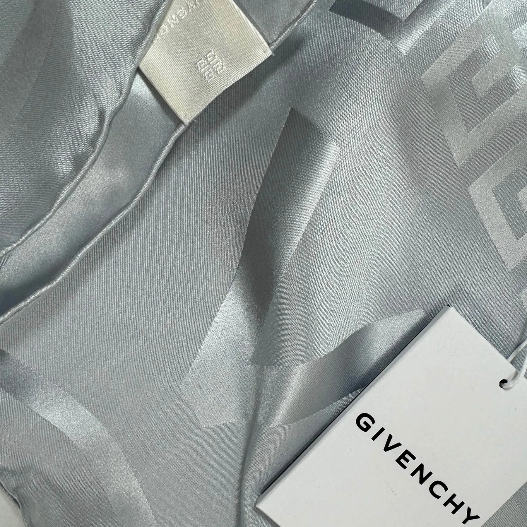 Givenchy Scarf Gray Logo 4G Design - Extra Large Twill Silk Square Wrap SALE