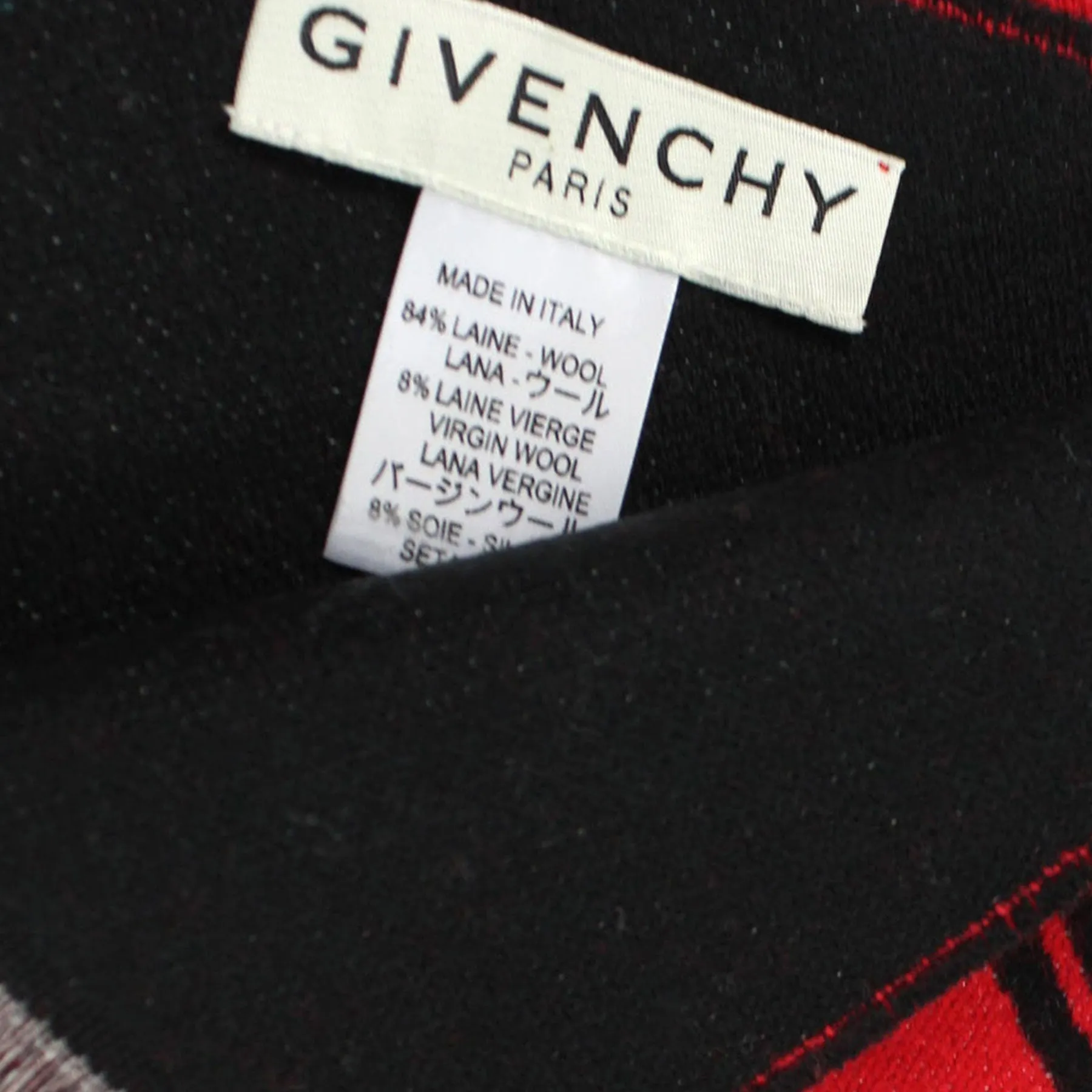 Givenchy Scarf Red Black Logo Design - Wool Silk Shawl BLACK FRIDAY SALE