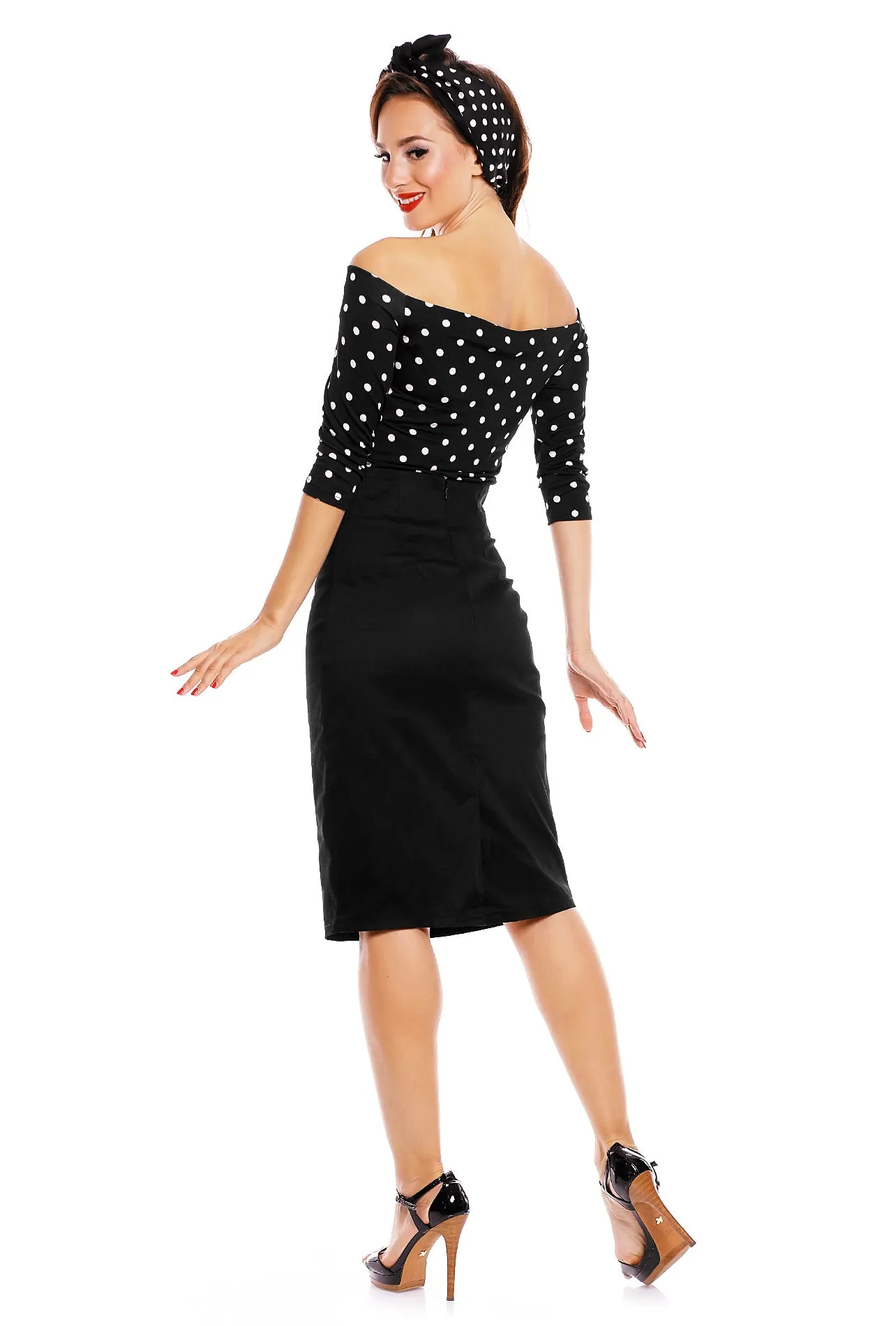 Gloria Polka Dot Top in Black-White