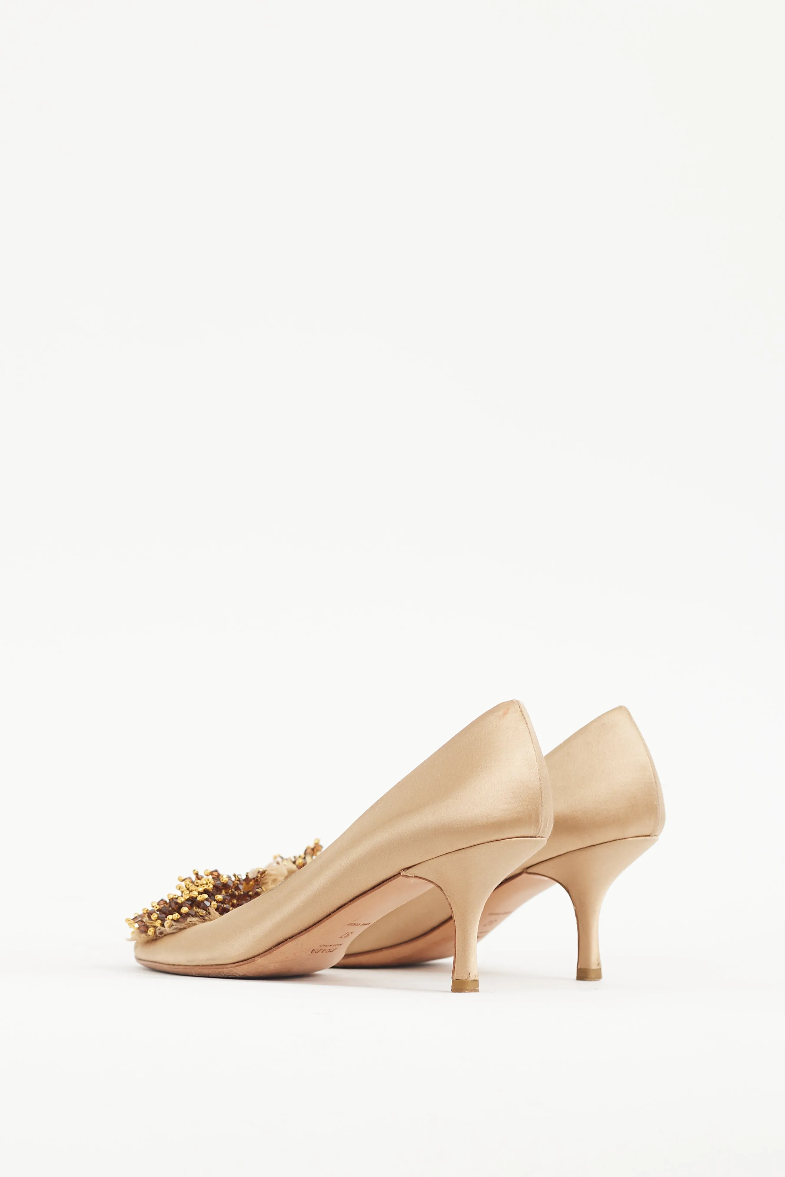 Gold & Brown Bead Cluster Satin Heel