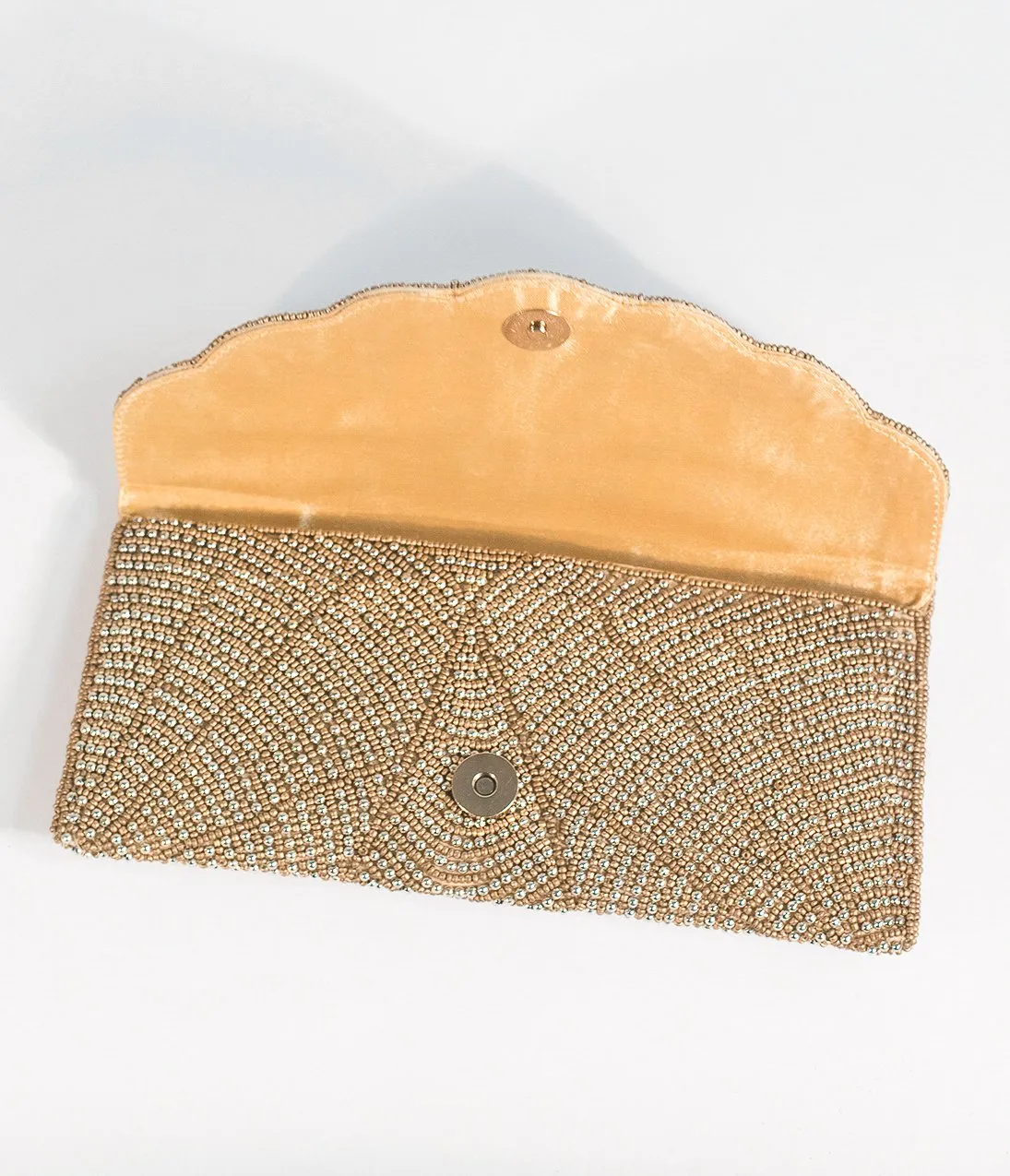 Gold & Silver Beaded Envelope Clutch